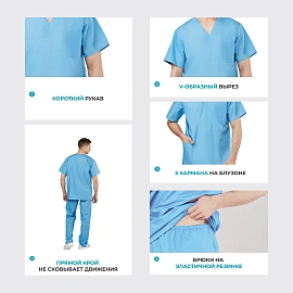 Костюм хирургический м05-КБР голубой (размер 52-54, рост 170-176)