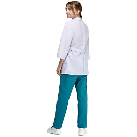 Костюм медицинский женский м01-КБР белый/бирюзовый (размер 44-46, рост 158-164)
