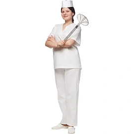 Костюм пекаря у05-КБР (КР) белый бязь с коротким рукавом (142 г/кв.м, размер 44-46, рост 158-164) фото Костюм пекаря у05-КБР (КР) белый бязь с коротким рукавом (142 г/кв.м, размер 44-46, рост 158-164)