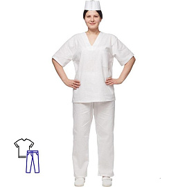 Костюм пекаря у05-КБР (КР) белый бязь с коротким рукавом и карманом (142 г/кв.м, размер 44-46, рост 170-176)