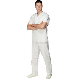 Костюм пекаря у05-КБР (КР) белый бязь с коротким рукавом и карманом (142 г/кв.м, размер 44-46, рост 170-176)