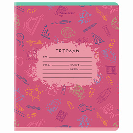 Тетрадь 12 л. BRAUBERG клетка, обложка картон, ПАТТЕРН, 107267