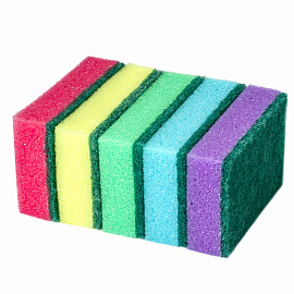 Губки для посуды 9,6х6,4х2,7 см, КОМПЛЕКТ 5 шт., MAXI, поролон с абразивным слоем, LAIMA К0013, 601554