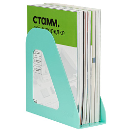 Лоток для бумаг вертикальный СТАММ "Фаворит", мятный, ширина 90мм