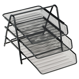 Лоток для бумаг горизонтальный СТАММ, 3 секции, металл, черный