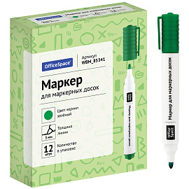 Маркер для белых досок OfficeSpace зеленый, пулевидный, 3мм