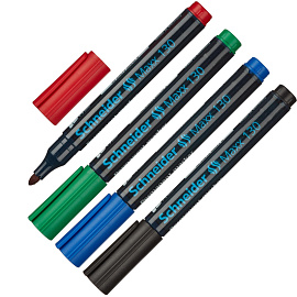 Набор маркеров перманентныхSchneider Maxx 130 4 цвета (толщина линии 1-3 мм) круглый наконечник