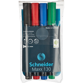 Набор маркеров перманентныхSchneider Maxx 130 4 цвета (толщина линии 1-3 мм) круглый наконечник