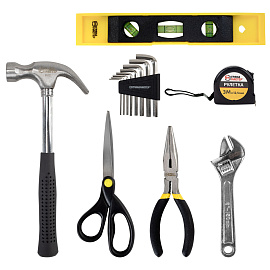 Набор инструментов столярно-слесарный, 25 предметов, пластиковый кейс, ГРАНДМАСТЕР, 671337