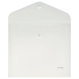 Папка-конверт на кнопке СТАММ А5+, 180мкм, пластик, прозрачная