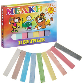 Мел школьный цветной Пегас (9 штук в упаковке)