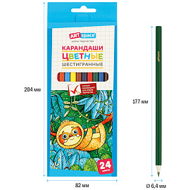 Карандаши цветные ArtSpace "Милые зверушки", 24цв., заточен., картон, европодвес фото Карандаши цветные ArtSpace "Милые зверушки", 24цв., заточен., картон, европодвес
