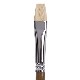 Кисть художественная профессиональная BRAUBERG ART CLASSIC, щетина, плоская, № 10, длинная ручка, 200717