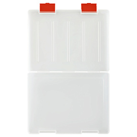 Папка для документов СТАММ А4, 235*310*40мм, пластик., прозрачная, красные защелки