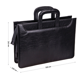 Портфель OfficeSpace "Irena", кожзам, черный, 2 отделения, молния, задвиг. ручки фото Портфель OfficeSpace "Irena", кожзам, черный, 2 отделения, молния, задвиг. ручки