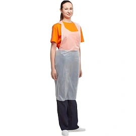 Фартук одноразовый ГПФКб-Пэ68/110Ст S, M полиэтиленовый 8 мкм прозрачный в пласте (100 штук в упаковке)