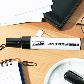 Маркер перманентный Attache черный (толщина линии 3-10 мм) скошенный наконечник фото Маркер перманентный Attache черный (толщина линии 3-10 мм) скошенный наконечник