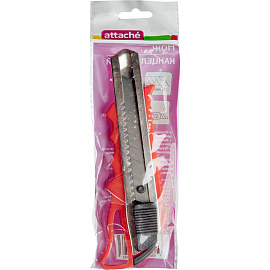 Нож канцелярский усиленный с фиксатором Attache ширина лезвия 18 мм