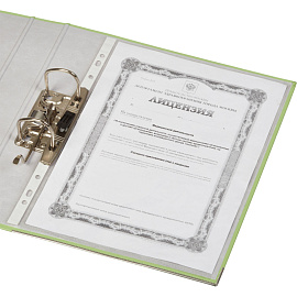 Папка-регистратор Комус Экономи 50 мм салатовая бумвинил/бумага с защитным уголком