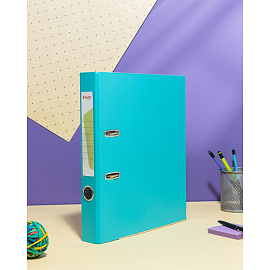 Папка-регистратор Комус Экономи 50 мм бирюзовая бумвинил/бумага