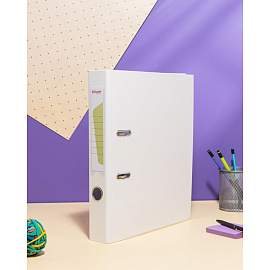 Папка-регистратор Комус Экономи 50 мм белая бумвинил/бумага с защитным уголком