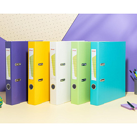 Папка-регистратор Комус Экономи 50 мм белая бумвинил/бумага с защитным уголком