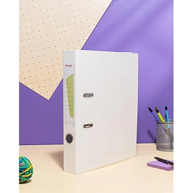 Папка-регистратор Комус Экономи 50 мм белая бумвинил/бумага с защитным уголком