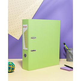 Папка-регистратор Комус Экономи 75 мм лайм бумвинил/бумага с защитным уголком