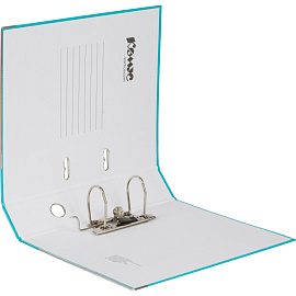 Папка-регистратор Комус Экономи 75 мм бирюзовая бумвинил/бумага с защитным уголком