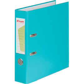 Папка-регистратор Комус Экономи 75 мм бирюзовая бумвинил/бумага с защитным уголком