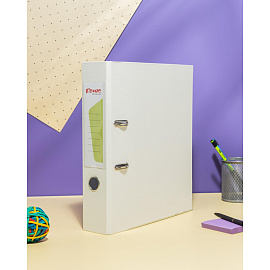 Папка-регистратор Комус Экономи 75 мм белая бумвинил/бумага с защитным уголком