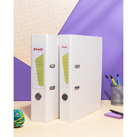 Папка-регистратор Комус Экономи 75 мм белая бумвинил/бумага с защитным уголком