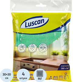 Салфетки хозяйственные Luscan микрофибра 30х30 см 180 г/кв.м (4 штуки в упаковке)