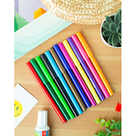 Фломастеры №1 School Шустрики 12 цветов с вентилируемыми колпачками смываемые