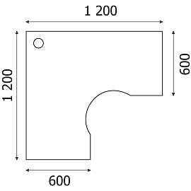 Стол угловой Easy One 878.879 левый (дуб сонома, 1200х1200х743 мм)