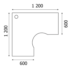 Стол угловой Easy One 878.879 левый (дуб сонома, 1200х1200х743 мм)