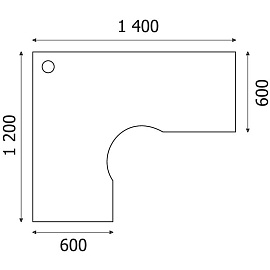 Стол угловой Easy One левый (дуб сонома, 1400х1200х743 мм)