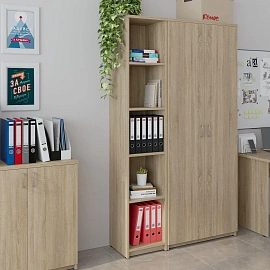 Стеллаж-колонка для документов Комус Мебель (Easy to lead) Easy One (дуб сонома, 386x370x1997 мм)