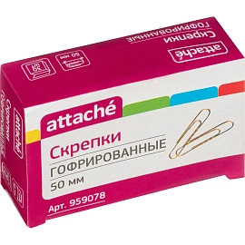 Скрепки канцелярские 50 мм Attache металлические медные (30 штук в упаковке)