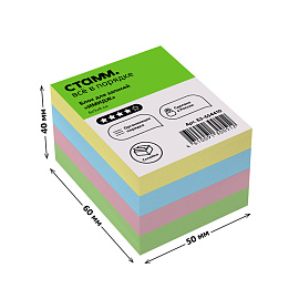 Блок для записей на склейке СТАММ "Имидж", 6*5*4см, цветной фото Блок для записей на склейке СТАММ "Имидж", 6*5*4см, цветной