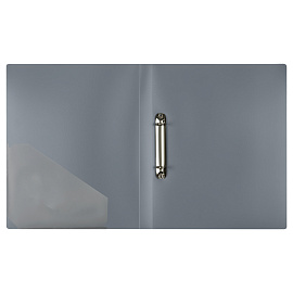 Папка на 2 кольцах СТАММ "Стандарт" А4, 25мм, 700мкм, пластик, серая фото Папка на 2 кольцах СТАММ "Стандарт" А4, 25мм, 700мкм, пластик, серая