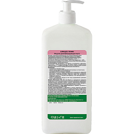Мыло жидкое дезинфицирующее Алмадез-Профи 1 л (с дозатором) фото Мыло жидкое дезинфицирующее Алмадез-Профи 1 л (с дозатором)