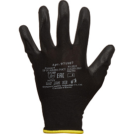 Перчатки рабочие защитные нейлоновые с полиуретановым покрытием черные (13 класс, размер 9 (L))
