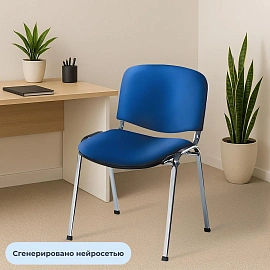 Стул офисный Easy Chair ИЗО/ISO синий ткань металл хромированный, поперечина (диаметр) 18 мм (9725)
