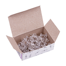 Кнопки силовые OfficeSpace, 50шт., карт. упак., прозрачные шляпки фото Кнопки силовые OfficeSpace, 50шт., карт. упак., прозрачные шляпки