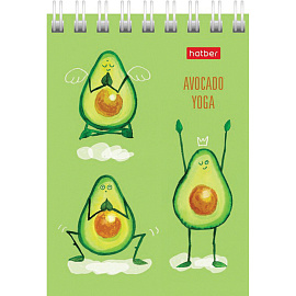 Блокнот МАЛЫЙ ФОРМАТ А7 75х105 мм, 60 л., гребень, картон, клетка, HATBER, "Йога-Фитнес", 066625, 60Б7В1гр