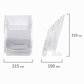 Подставка настольная для рекламных материалов (250х215х32 мм) А4, 3 отделения, смещение, STAFF, 291174