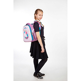 Ранец Комус Класс (№1 School) Basic Единорог анатомический розовый экокожа с двумя отделениями