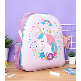 Ранец Комус Класс (№1 School) Basic Единорог анатомический розовый экокожа с двумя отделениями