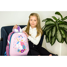 Ранец Комус Класс (№1 School) Basic Единорог анатомический розовый экокожа с двумя отделениями